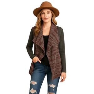 Lucky Brand Lotus Mixed Media Open Front Cardigan – Size Medium